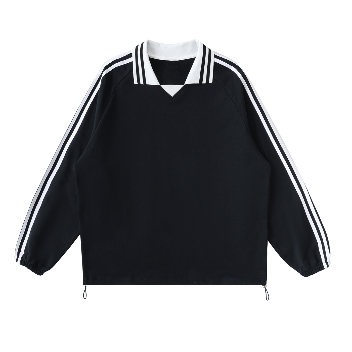 UNDR BLANK - Contrast Striped Lapel Collar Sweatshirt