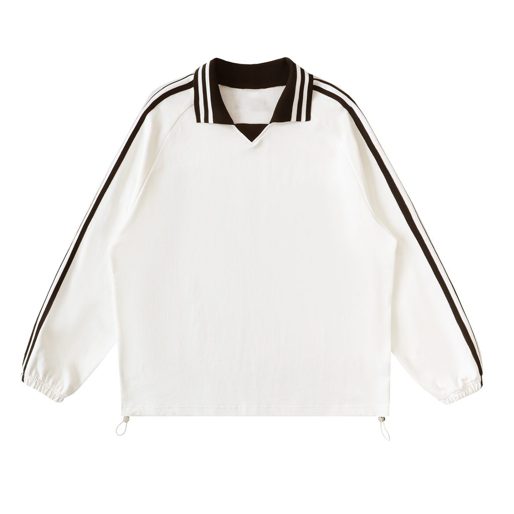 UNDR BLANK - Contrast Striped Lapel Collar Sweatshirt