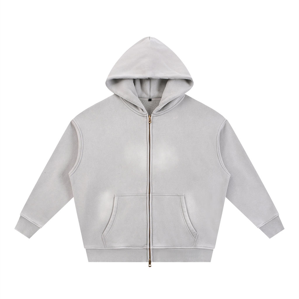 UNDR BLANK Sunfade Two-way Zipper Boxy Fleece Hoodie